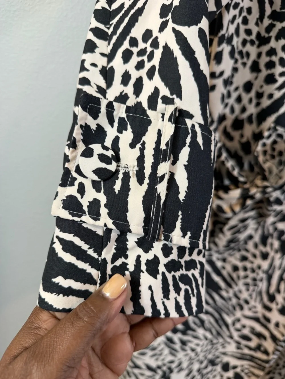 Sergio Hudson x Target Trench Coat XS Black White Animal Print Strong Shoulder - Picture 3 of 13